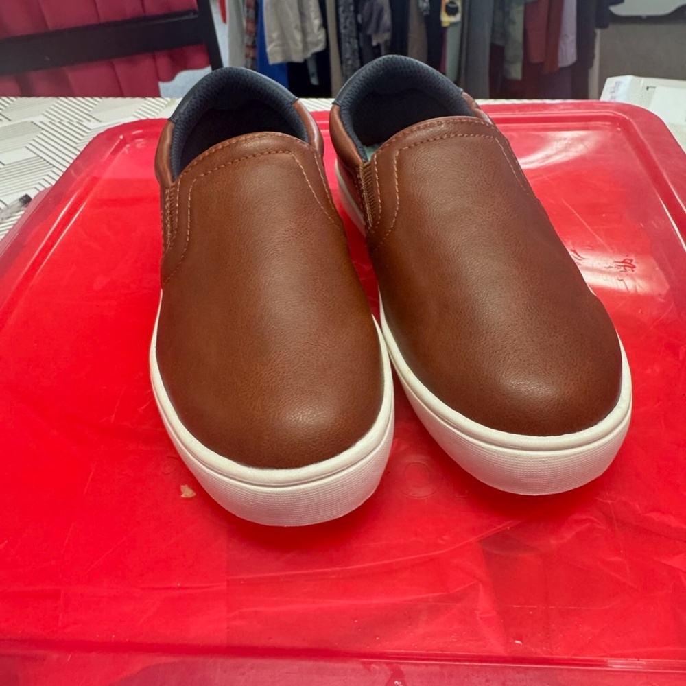 New Dr. Scholl's Brown Faux Leather Slip-On Shoes Sneakers Comfort